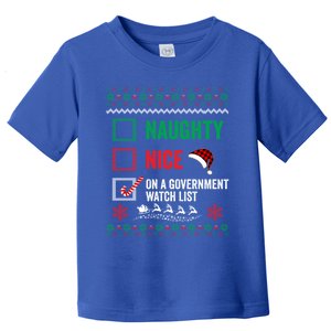 Nice Naughty On A Governt Watch List Christmas Red Plaid Gift Toddler T-Shirt