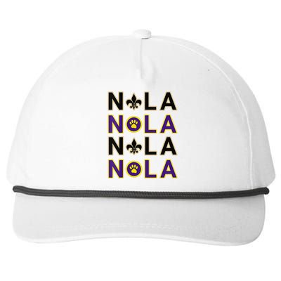 Nola New Orleans La We Love New Orleans Black Purple Gold Snapback Five-Panel Rope Hat