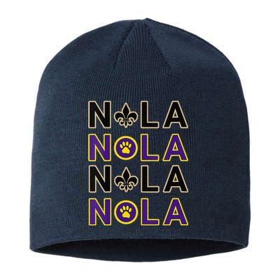 Nola New Orleans La We Love New Orleans Black Purple Gold Sustainable Beanie