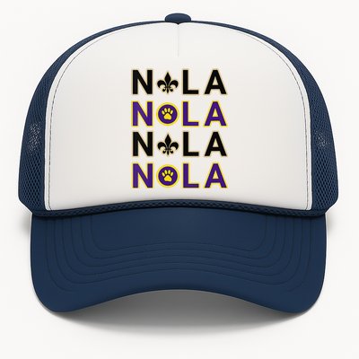 Nola New Orleans La We Love New Orleans Black Purple Gold Trucker Hat