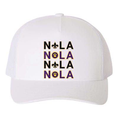 Nola New Orleans La We Love New Orleans Black Purple Gold Yupoong Adult 5-Panel Trucker Hat