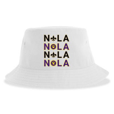 Nola New Orleans La We Love New Orleans Black Purple Gold Sustainable Bucket Hat