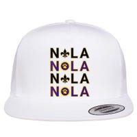 Nola New Orleans La We Love New Orleans Black Purple Gold Flat Bill Trucker Hat