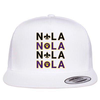 Nola New Orleans La We Love New Orleans Black Purple Gold Flat Bill Trucker Hat