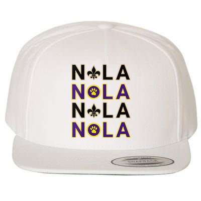 Nola New Orleans La We Love New Orleans Black Purple Gold Wool Snapback Cap