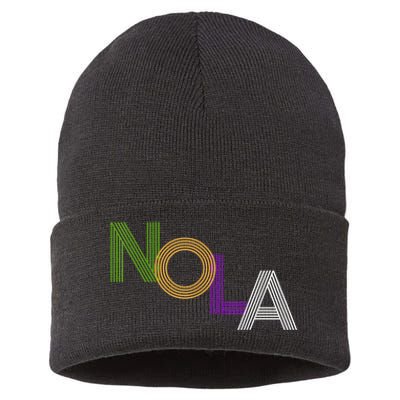 Nola New Orleans Retro Vintage Mardi Gras Souvenir Gift Sustainable Knit Beanie