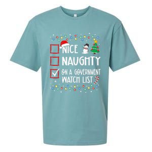 Nice Naughty On A Government Watch List Christmas List Sueded Cloud Jersey T-Shirt