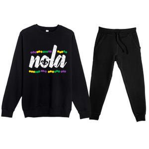 Nola New Orleans Louisiana Jester Funny Mardi Gras Carnival Gift Premium Crewneck Sweatsuit Set