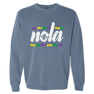 Nola New Orleans Louisiana Jester Funny Mardi Gras Carnival Gift Garment-Dyed Sweatshirt