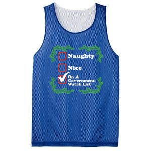 Naughty Nice On A Governt Watch List Ugly Christmas Gift Mesh Reversible Basketball Jersey Tank