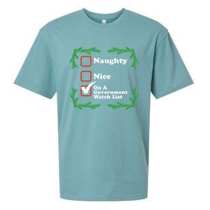 Naughty Nice On A Governt Watch List Ugly Christmas Gift Sueded Cloud Jersey T-Shirt