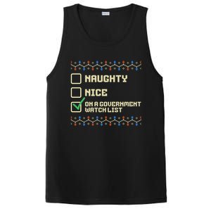 Naughty Nice On A Governt Watch List Funny Christmas Xmas Funny Gift PosiCharge Competitor Tank