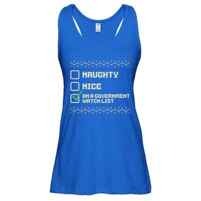 Naughty Nice On A Governt Watch List Funny Christmas Xmas Funny Gift Ladies Essential Flowy Tank