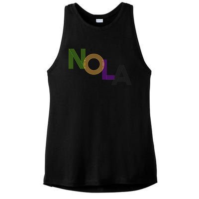 Nola New Orleans Retro Vintage Mardi Gras Souvenir Gift Ladies PosiCharge Tri-Blend Wicking Tank