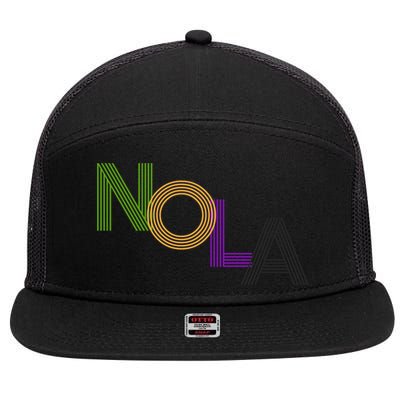 Nola New Orleans Retro Vintage Mardi Gras Souvenir Gift 7 Panel Mesh Trucker Snapback Hat