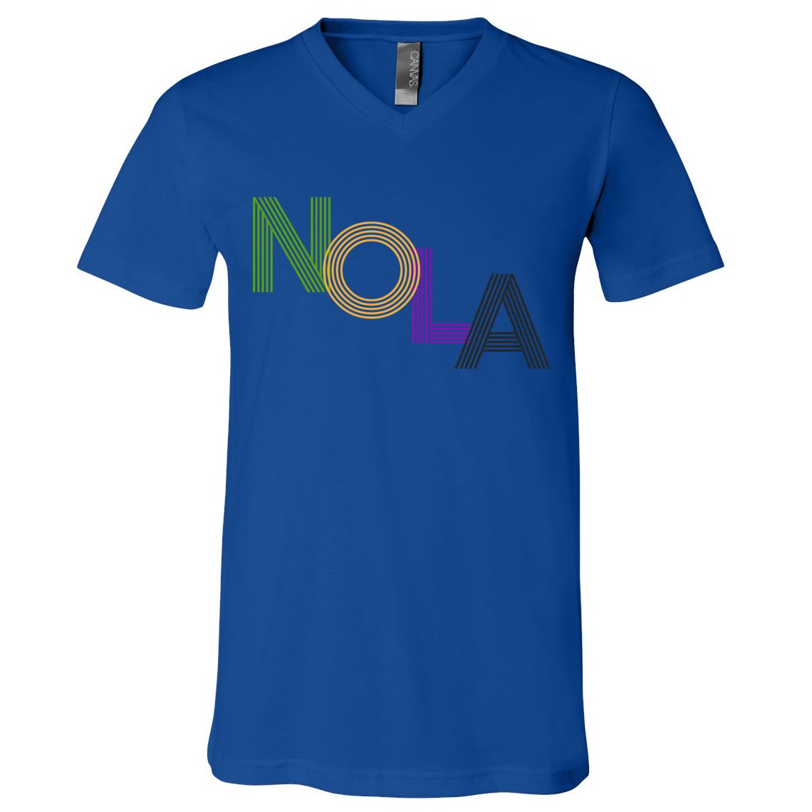 Nola New Orleans Retro Vintage Mardi Gras Souvenir Gift V-Neck T-Shirt