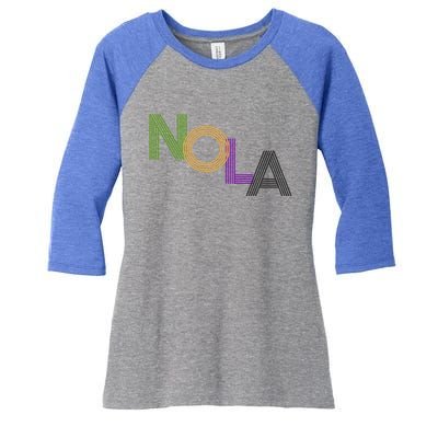 Nola New Orleans Retro Vintage Mardi Gras Souvenir Gift Women's Tri-Blend 3/4-Sleeve Raglan Shirt