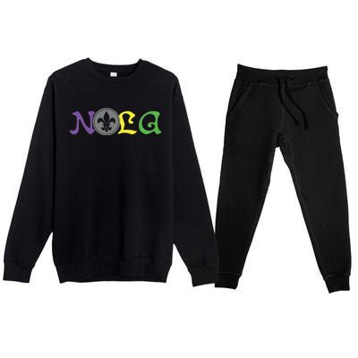 Nola New Orleans Mardi Gras 504 Premium Crewneck Sweatsuit Set