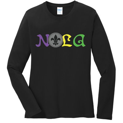 Nola New Orleans Mardi Gras 504 Ladies Long Sleeve Shirt