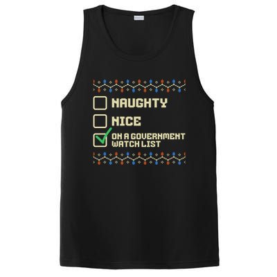 Naughty Nice On A Government Watch List Funny Christmas Xmas PosiCharge Competitor Tank