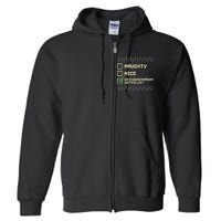 Naughty Nice On A Government Watch List Funny Christmas Xmas Full Zip Hoodie