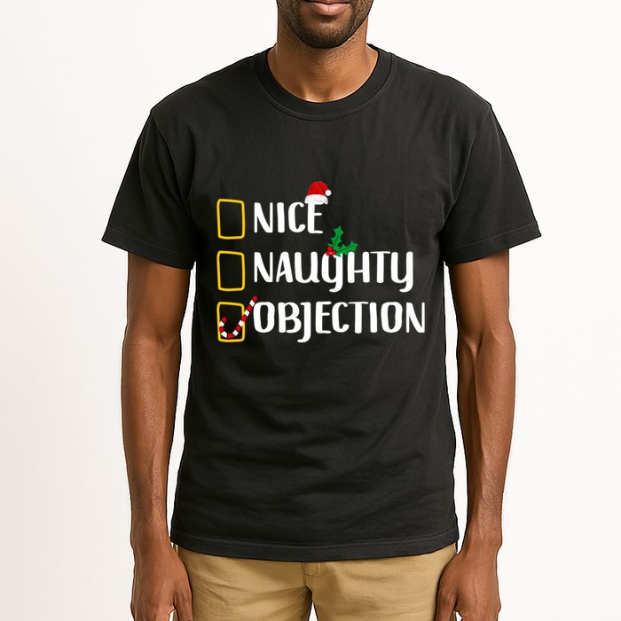 Nice Naughty Objection Christmas List Funny Tall T-Shirt