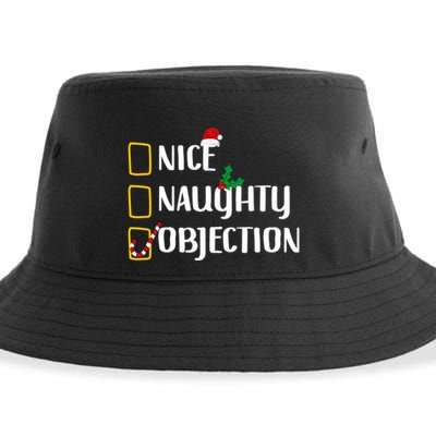 Nice Naughty Objection Christmas List Funny Sustainable Bucket Hat