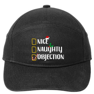 Nice Naughty Objection Christmas List Funny 7-Panel Snapback Hat