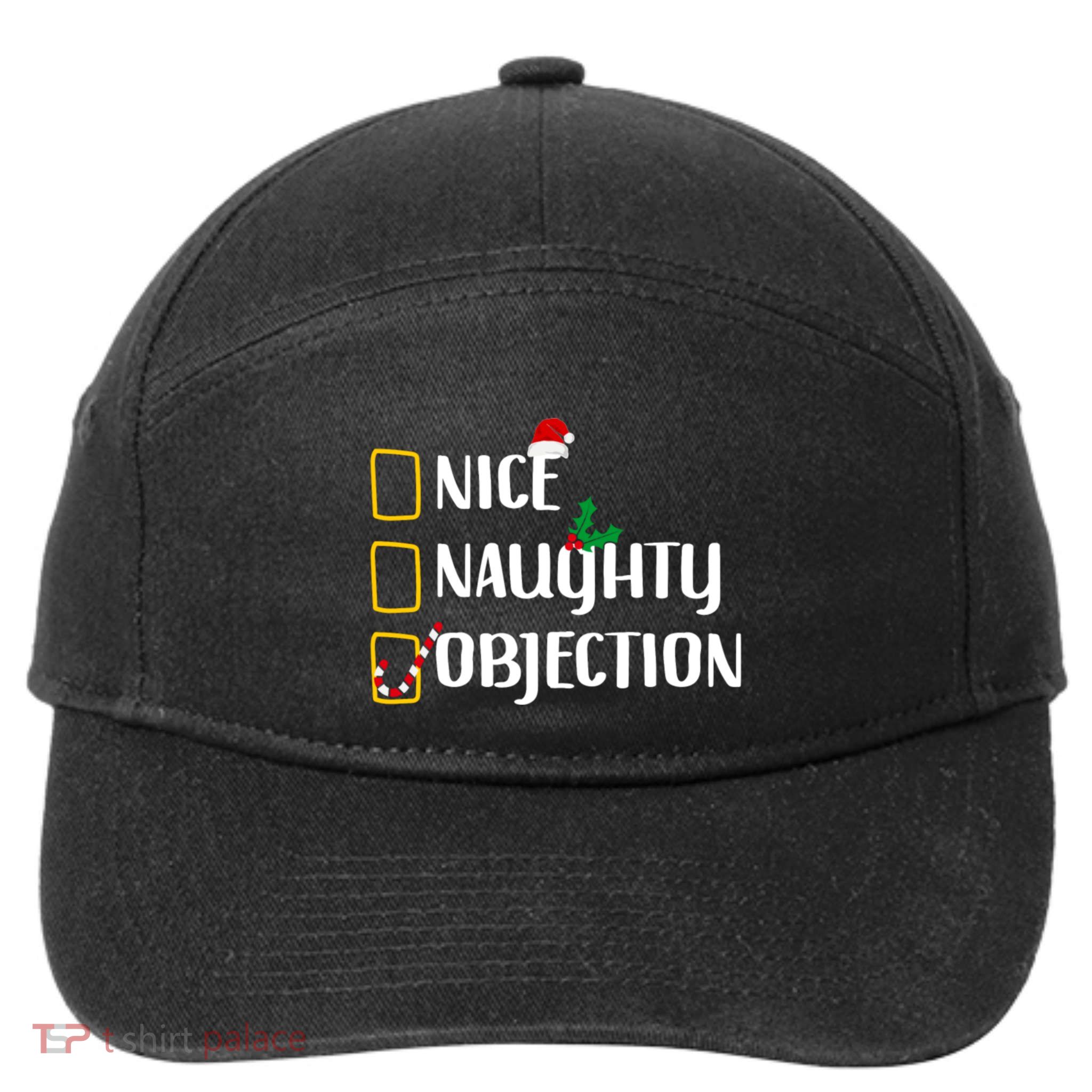 Nice Naughty Objection Christmas List Funny 7-Panel Snapback Hat
