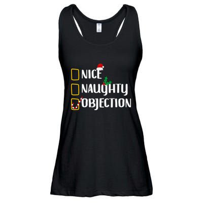Nice Naughty Objection Christmas List Funny Ladies Essential Flowy Tank