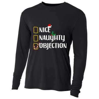 Nice Naughty Objection Christmas List Funny Cooling Performance Long Sleeve Crew