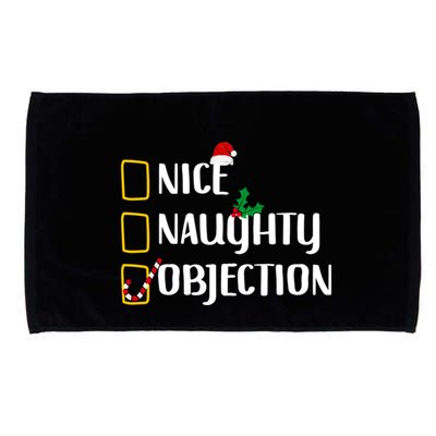 Nice Naughty Objection Christmas List Funny Microfiber Hand Towel