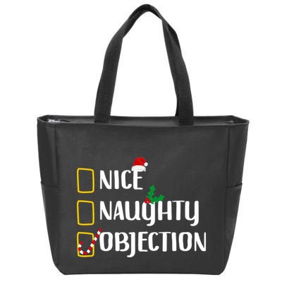 Nice Naughty Objection Christmas List Funny Zip Tote Bag