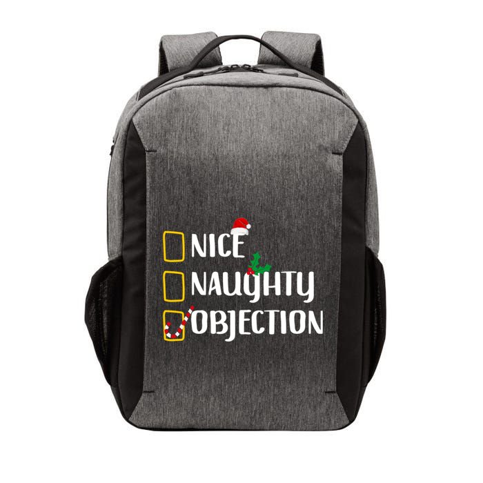 Nice Naughty Objection Christmas List Funny Vector Backpack