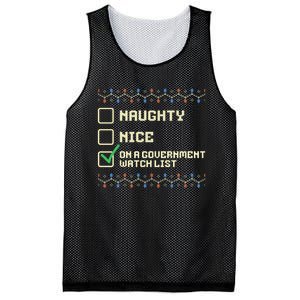 Naughty Nice On A Government Watch List Funny Christmas Xmas Mesh Reversible Basketball Jersey Tank