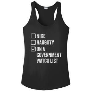 Naughty Nice On A Governt Watch List Fun Ironic Christmas Great Gift Ladies PosiCharge Competitor Racerback Tank