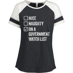 Naughty Nice On A Governt Watch List Fun Ironic Christmas Great Gift Enza Ladies Jersey Colorblock Tee