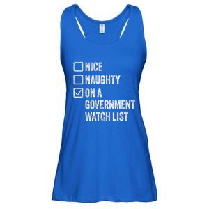 Naughty Nice On A Governt Watch List Fun Ironic Christmas Great Gift Ladies Essential Flowy Tank