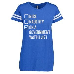 Naughty Nice On A Governt Watch List Fun Ironic Christmas Great Gift Enza Ladies Jersey Football T-Shirt