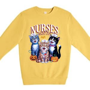 Nurses Night Out Halloween Cats Funny Nurse Costume Premium Crewneck Sweatshirt