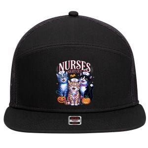 Nurses Night Out Halloween Cats Funny Nurse Costume 7 Panel Mesh Trucker Snapback Hat