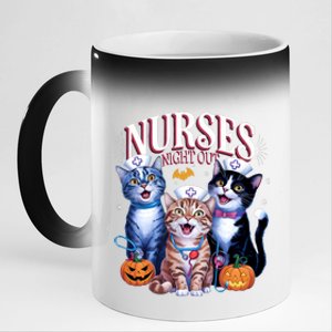 Nurses Night Out Halloween Cats Funny Nurse Costume 11oz Black Color Changing Mug