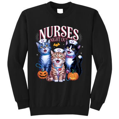 Nurses Night Out Halloween Cats Funny Nurse Costume Sweatshirt