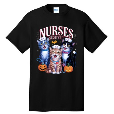 Nurses Night Out Halloween Cats Funny Nurse Costume Tall T-Shirt