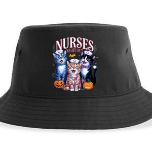 Nurses Night Out Halloween Cats Funny Nurse Costume Sustainable Bucket Hat