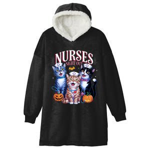 Nurses Night Out Halloween Cats Funny Nurse Costume Hooded Wearable Blanket