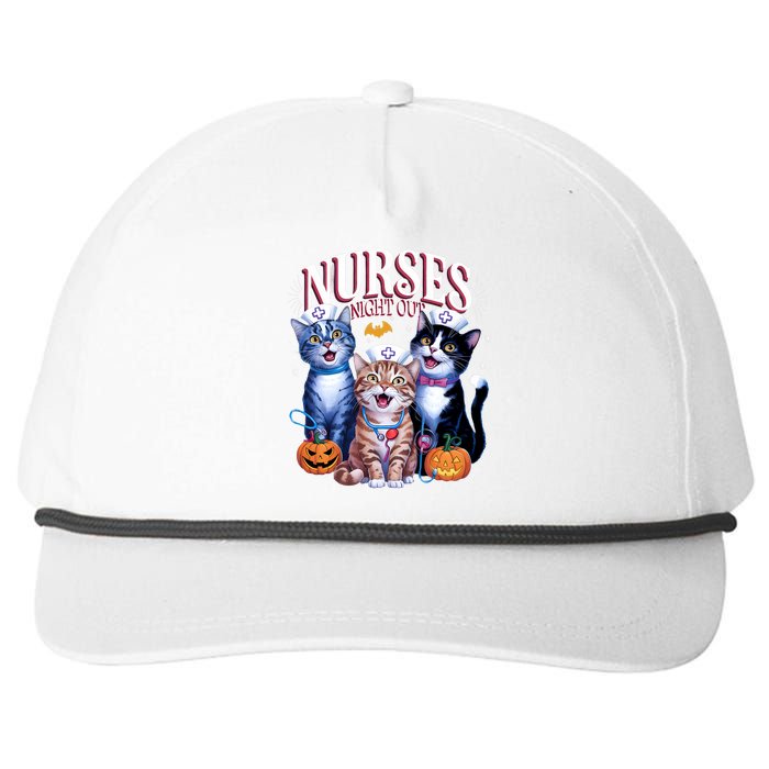 Nurses Night Out Halloween Cats Funny Nurse Costume Snapback Five-Panel Rope Hat