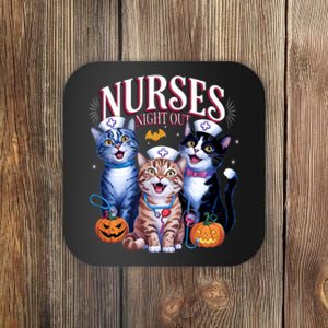 Nurses Night Out Halloween Cats Funny Nurse Costume Coaster