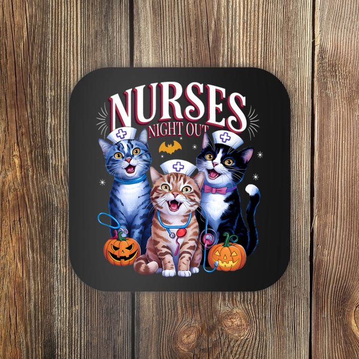 Nurses Night Out Halloween Cats Funny Nurse Costume Coaster