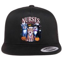 Nurses Night Out Halloween Cats Funny Nurse Costume Flat Bill Trucker Hat